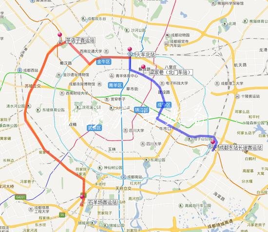 成都開行火車北站至東站廣告垃圾箱、石羊場客運站公交接駁專線